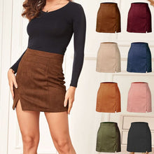 Load image into Gallery viewer, Women&#39;s High Waist Faux Suede Bodycon Mini Skirt
