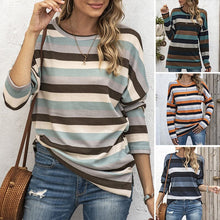 Load image into Gallery viewer, Round Neck Striped All-match Sweatshirt
