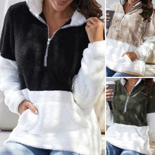 Load image into Gallery viewer, Zip Contrast Plush Jacket
