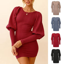 Load image into Gallery viewer, Knitted Long Sleeve Short Dress
