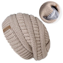 Load image into Gallery viewer, Women Knitted Slouchy Beanie Hat with Velvet
