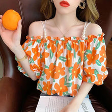 Load image into Gallery viewer, Fairy-like Floral Strapless Shirt
