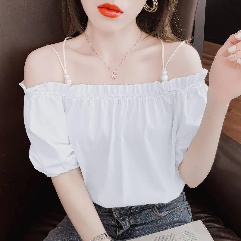 Fairy-like Floral Strapless Shirt