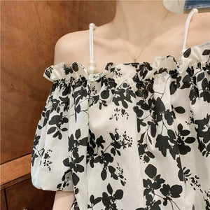 Fairy-like Floral Strapless Shirt