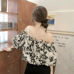 Fairy-like Floral Strapless Shirt