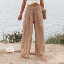 Load image into Gallery viewer, Fresh Air Linen Blend Pocketed Smocked Pants
