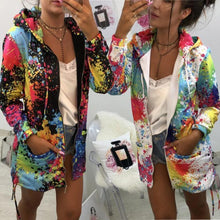 Load image into Gallery viewer, Womens Tie dyeing Print Feminino Casual Pockets Overcoat
