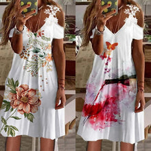 Load image into Gallery viewer, Lace Print Short Sleeve A-Line Knee Length Resort Dress
