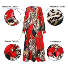 Load image into Gallery viewer, Large Size Printed V-neck Long-sleeved Loose Dress
