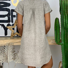 Load image into Gallery viewer, Loose V-Neck Short Sleeve Solid Cotton Linen Dress

