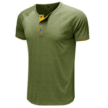 Load image into Gallery viewer, Men Henley Collar Summer T-shirt
