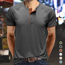 Load image into Gallery viewer, Men Henley Collar Summer T-shirt
