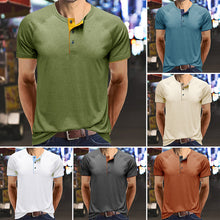 Load image into Gallery viewer, Men Henley Collar Summer T-shirt
