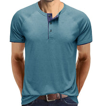 Load image into Gallery viewer, Men Henley Collar Summer T-shirt
