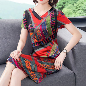 Mid-long Elegant Slimming Short Sleeve Stylish Dress