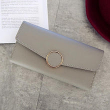 Load image into Gallery viewer, Women Long Pu Leather Zipper Metal Circle Decor Wallet
