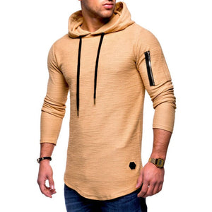 Men'S Casual Hooded Solid Color Zipper Sweatshirts