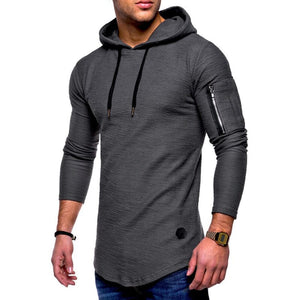 Men'S Casual Hooded Solid Color Zipper Sweatshirts
