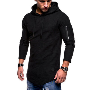 Men'S Casual Hooded Solid Color Zipper Sweatshirts