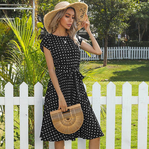 Polka Dot Pleated Dress