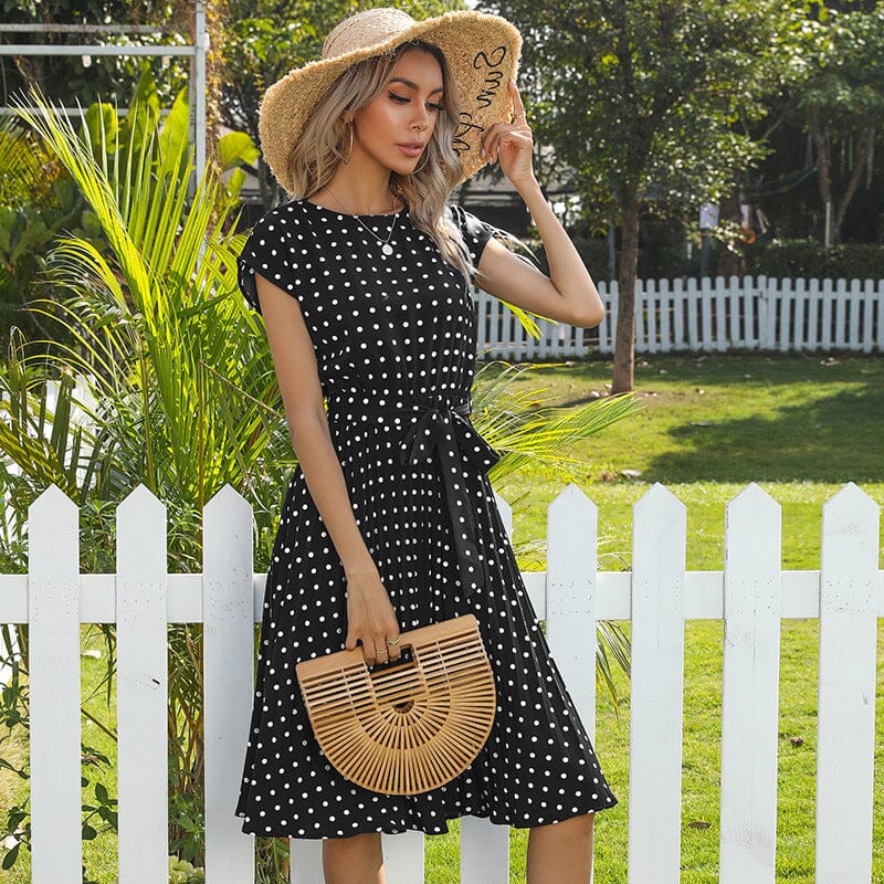 Polka Dot Pleated Dress