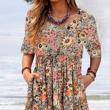 Load image into Gallery viewer, Scoop Neck Floral Printed Pockets Midi Dress
