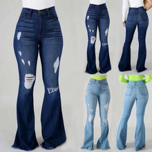 Load image into Gallery viewer, 90s Vintage High Waist Ripped Flare Leg Jeans

