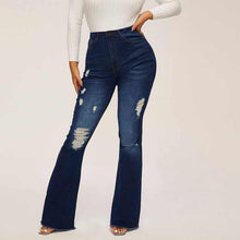 Load image into Gallery viewer, 90s Vintage High Waist Ripped Flare Leg Jeans

