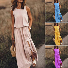 Load image into Gallery viewer, Sleeveless Slit Solid Dress
