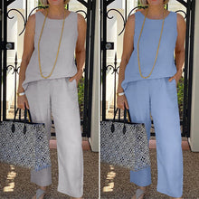 Load image into Gallery viewer, Sleeveless Top Nine-Point Wide-Leg Pants Two-Piece Set
