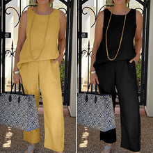 Load image into Gallery viewer, Sleeveless Top Nine-Point Wide-Leg Pants Two-Piece Set
