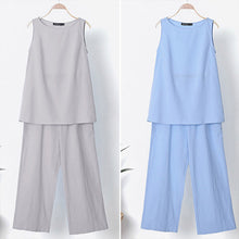 Load image into Gallery viewer, Sleeveless Top Nine-Point Wide-Leg Pants Two-Piece Set
