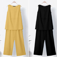 Load image into Gallery viewer, Sleeveless Top Nine-Point Wide-Leg Pants Two-Piece Set
