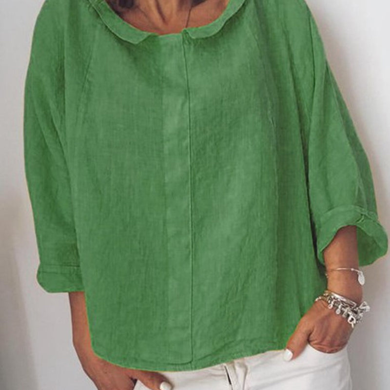 Solid Color Collar Pullover Shirt
