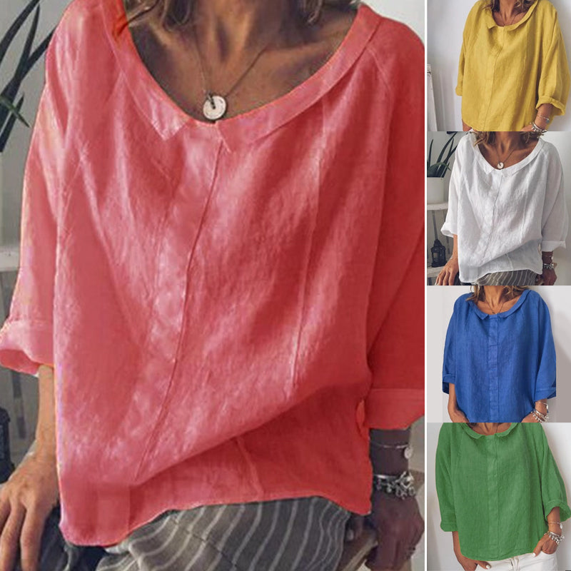 Solid Color Collar Pullover Shirt