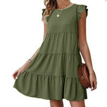 Load image into Gallery viewer, Solid Color Round Neck Pleated Skirt
