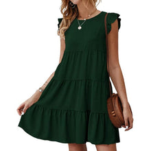 Load image into Gallery viewer, Solid Color Round Neck Pleated Skirt
