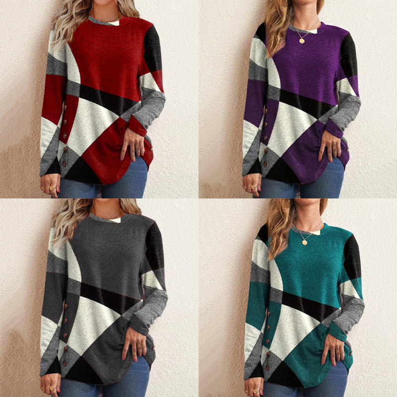 Women's Geometric Contrast T-Shirt
