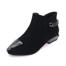 Load image into Gallery viewer, Women Med Square Heel Metal Decoration Ankle Boots
