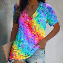 Load image into Gallery viewer, V-neck Rainbow Butterfly Printing Women&#39;s Cozy T-shirts
