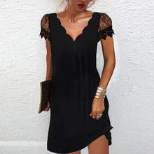 Load image into Gallery viewer, Women&#39;s V Neck Lace Short Sleeve Printed Dress
