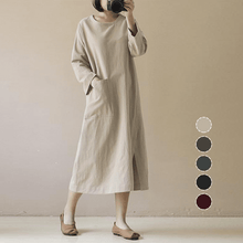 Load image into Gallery viewer, Vintage Cotton Linen Long Sleeve Dress
