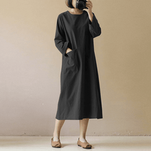 Load image into Gallery viewer, Vintage Cotton Linen Long Sleeve Dress
