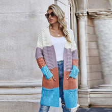 Load image into Gallery viewer, Women&#39;s Oversized Color Block Long Cardigans
