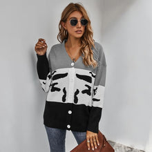 Load image into Gallery viewer, Women&#39;s Relaxed Tricolor Knit Cardigan
