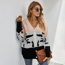 Load image into Gallery viewer, Women&#39;s Relaxed Tricolor Knit Cardigan
