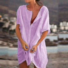 Load image into Gallery viewer, Women&#39;s Cotton and linen Plain Loose Long Shirt
