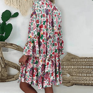 Women's  Floral Print V Neck Dress