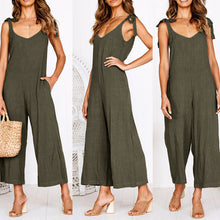 Load image into Gallery viewer, Women&#39;s One-Piece Cropped Pants Bow Suspender Jumpsuit
