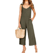 Load image into Gallery viewer, Women&#39;s One-Piece Cropped Pants Bow Suspender Jumpsuit
